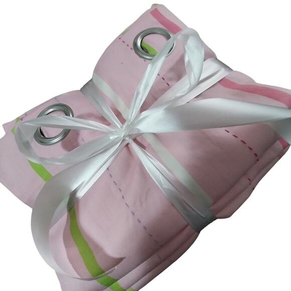 CIRCO! FAB 100% WOVEN COTTON PINK, GREEN, LAVENDER, WHITE FULL LENGTH 4 DRAPES! - Picture 11 of 11